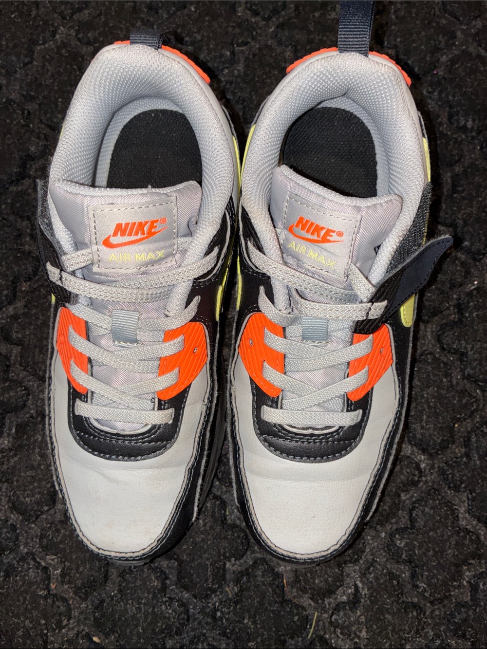 Nike Kids Air Max Sneakers in Gray, Black, Orange and Yellow
